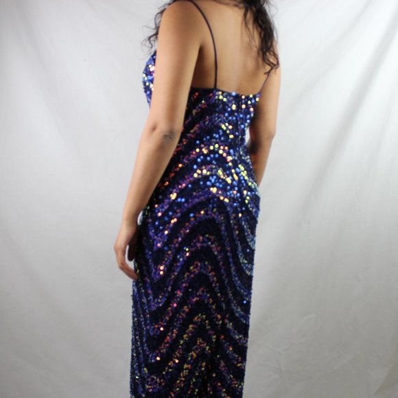 Adriana Papell Blue Sparkle Gown Size 4 - Picture 2 of 4
